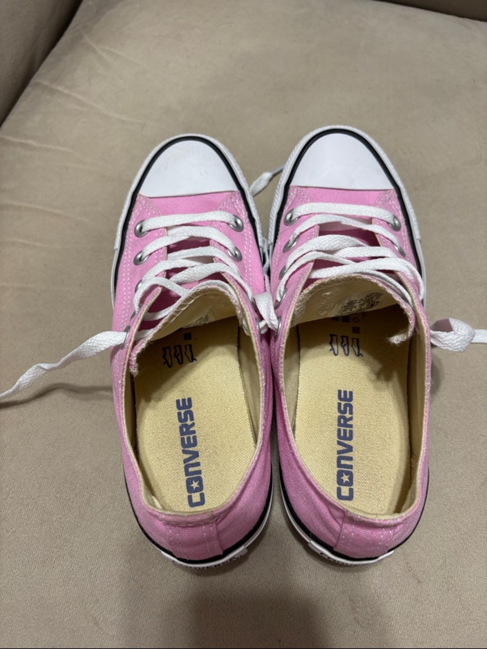 Converse All Star Low Top Sneakers in Pink & White - Picture 5 of 9